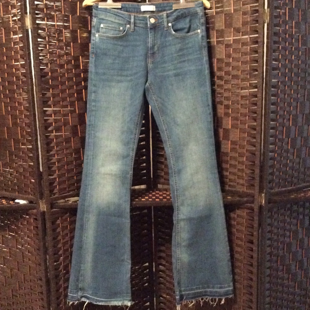 Zara Woman distressed flare jeans